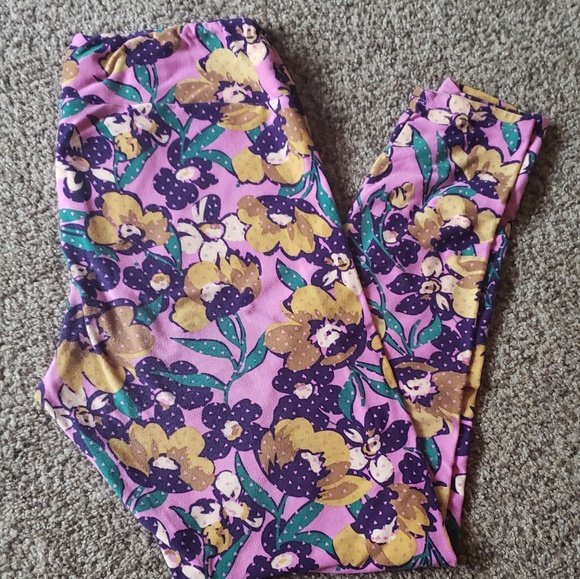 LuLaRoe Pants - EUC PINK FLORAL LULAROE